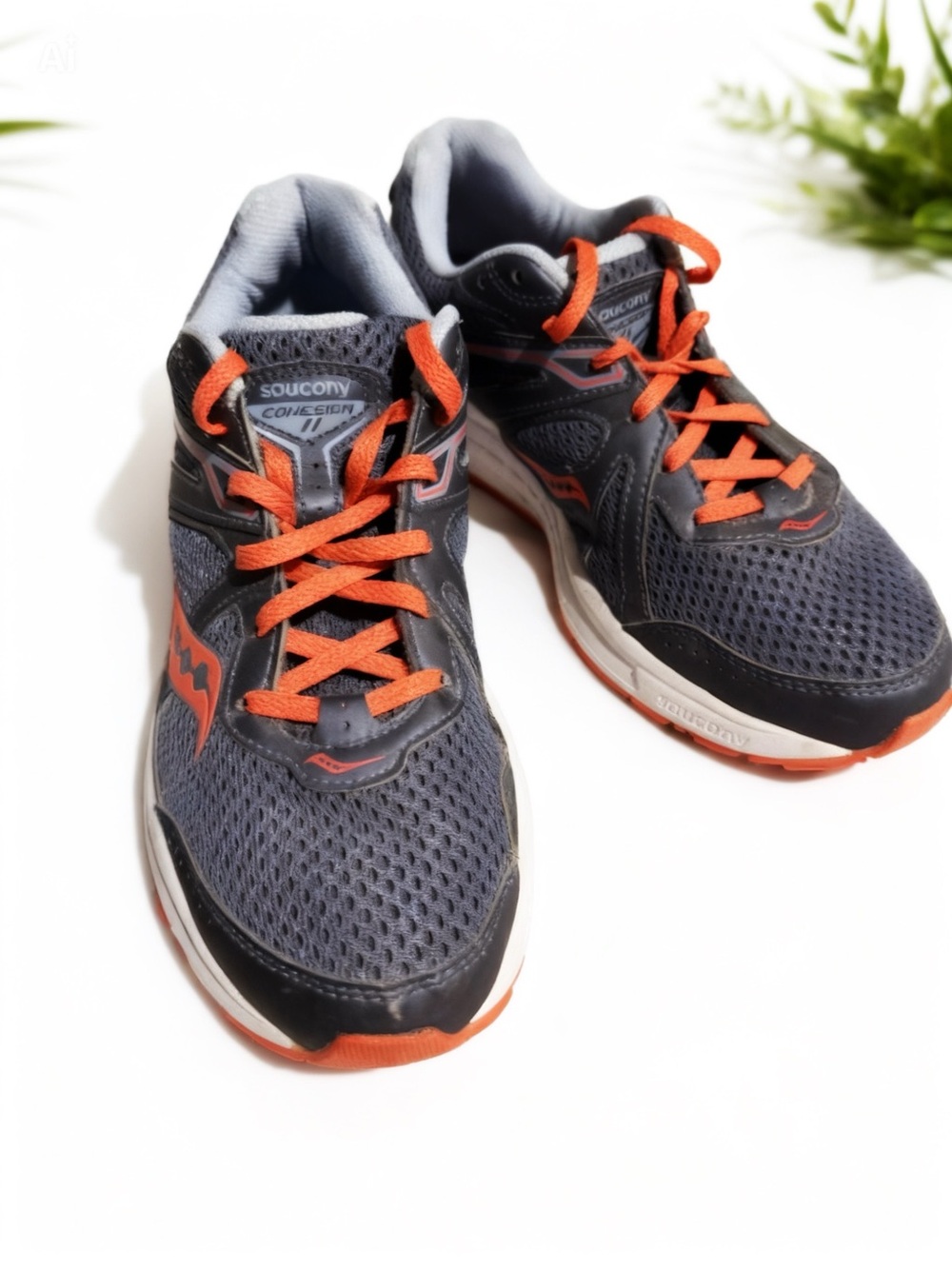 Saucony Cohesion 11 Women's Running Shoes Grey Orange, Size 8.5